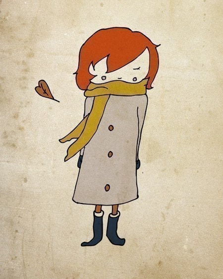 Autumn Girl - Pen and Ink Illustration- 5 x 7 -Print
