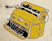 Grunge Typewriter - Pen and Ink Illustration - 5 x 7 Print