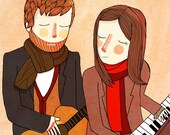 Falling Slowly  - 5 x 7 Illustration Print