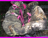 Shopping Cart cover, high chair cover, Mossy Oak camouflage camo with hot pink, pillow pocket