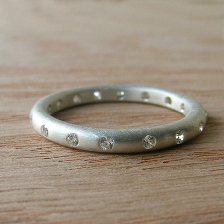 Moissanite and Silver Eternity Band