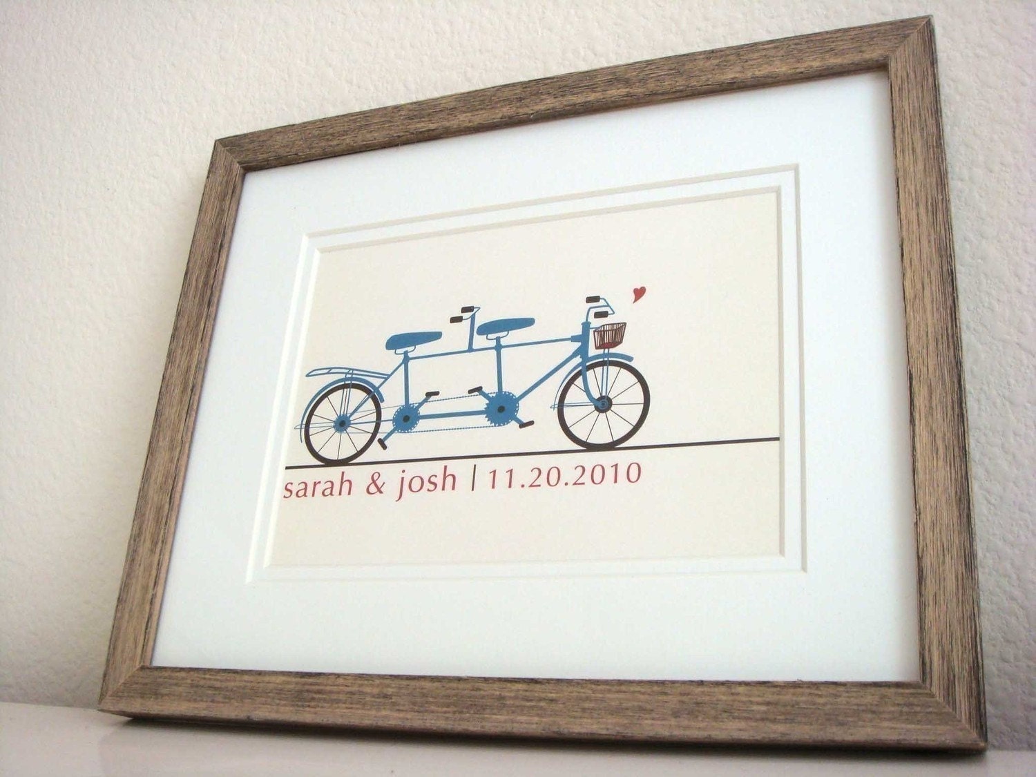 Personalized Wedding Gift - Tandem Bicycle Print