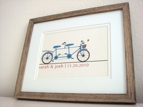 Personalized Wedding Gift - Tandem Bicycle Print