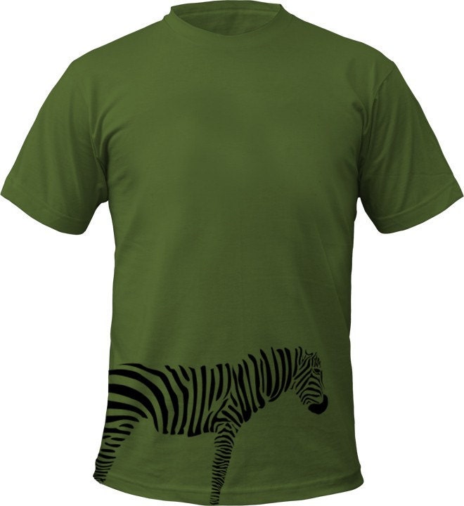 Zebra Tee - Mens or Womens American Apparel Olive S/M/L/XL