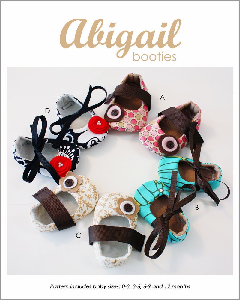 Abigail Baby Booties - PDF sewing pattern