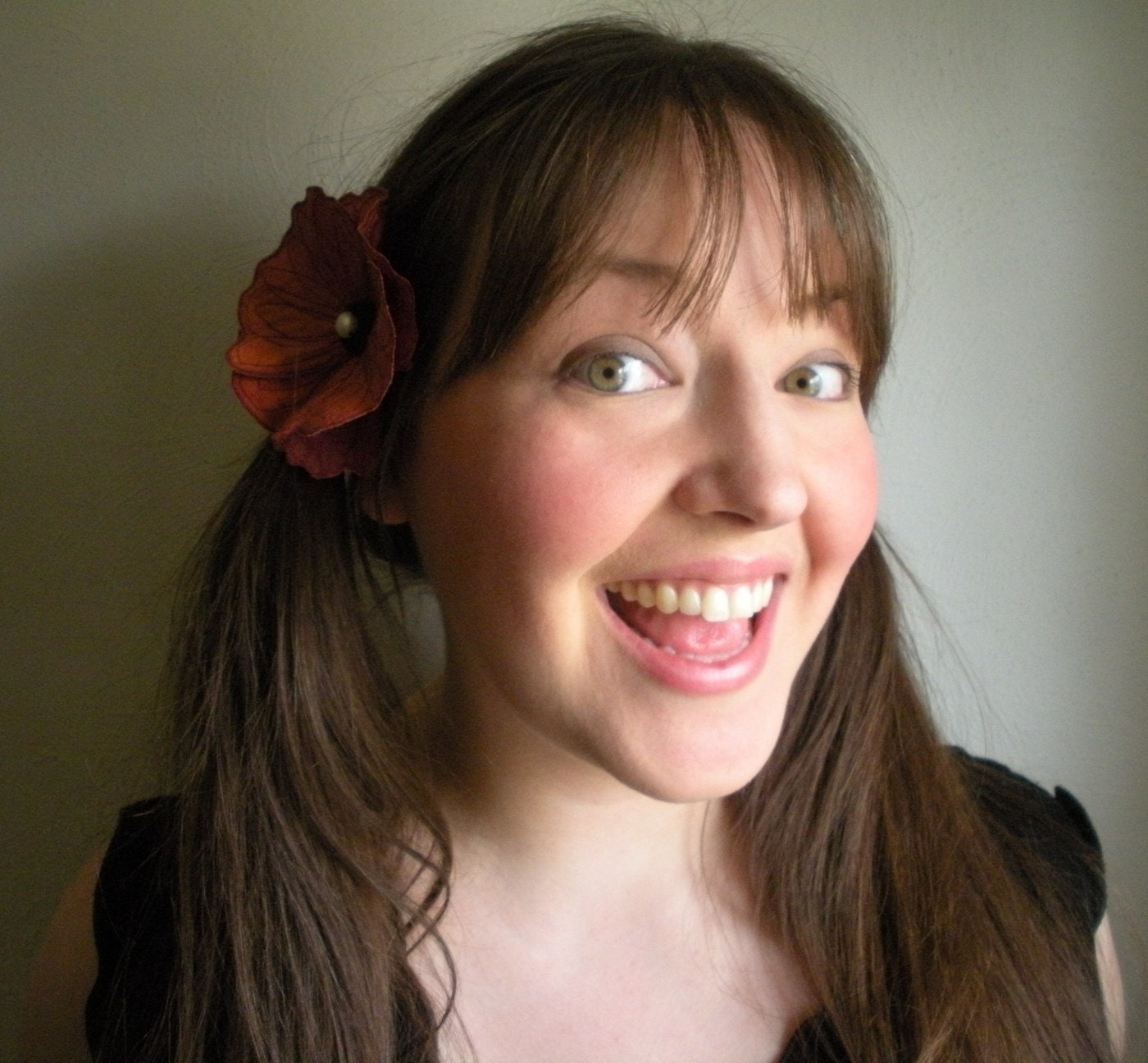 Custom Poppy Clip or Brooch- You Choose Your Own Size and Color - Embroidered Silk Flower Fascinator
