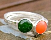 Jade and Fine Silver Stack Ring 6mm.
