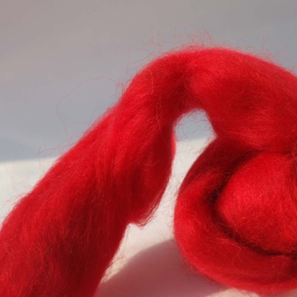 Red Baby Roving Ball For Spinning or Felting .5 ounces Colonial