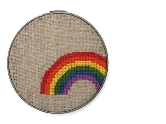 Rainbow modern cross stitch pattern