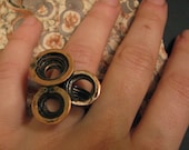 Oxidized Copper pot holes Forged  Ring - handmade jewelry