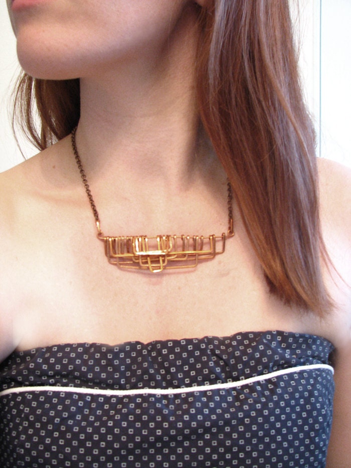Copper Necklace - Petra Design - Geometric Necklace - copper jewelry