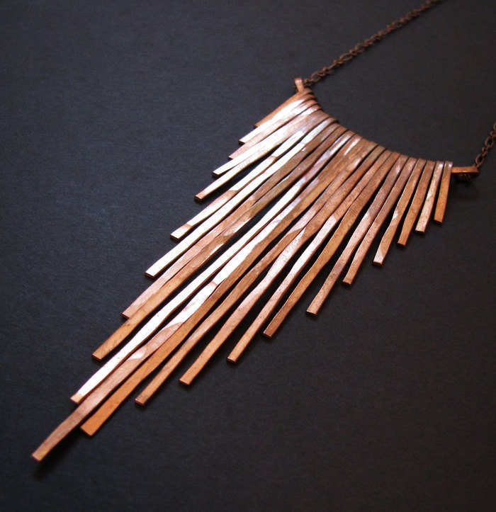 Copper Necklace - Fringe Necklace - Cascading Bars - Solid copper bars - Copper Jewelry