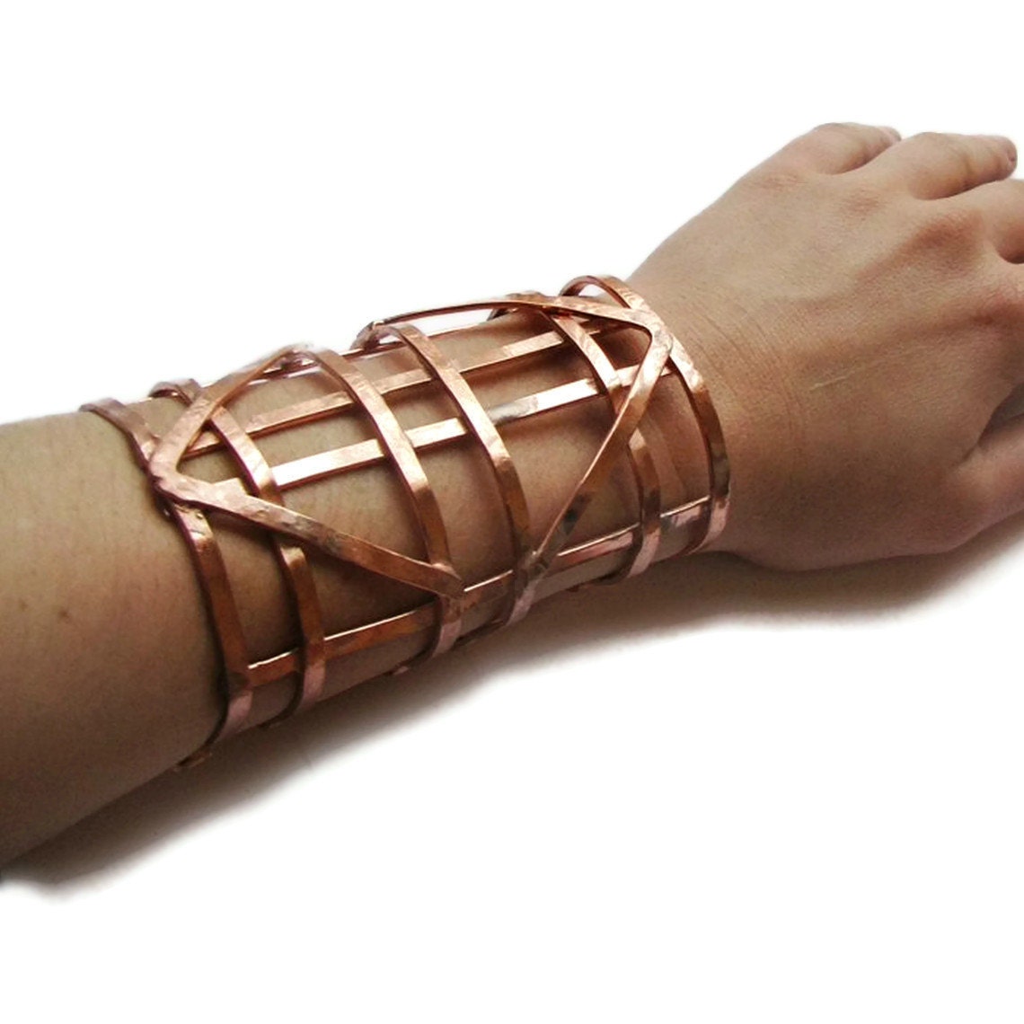 Automaton Copper Cuff bracelet - Cage Bracelet - new art deco - made in my studio - Solid Copper Jewelry