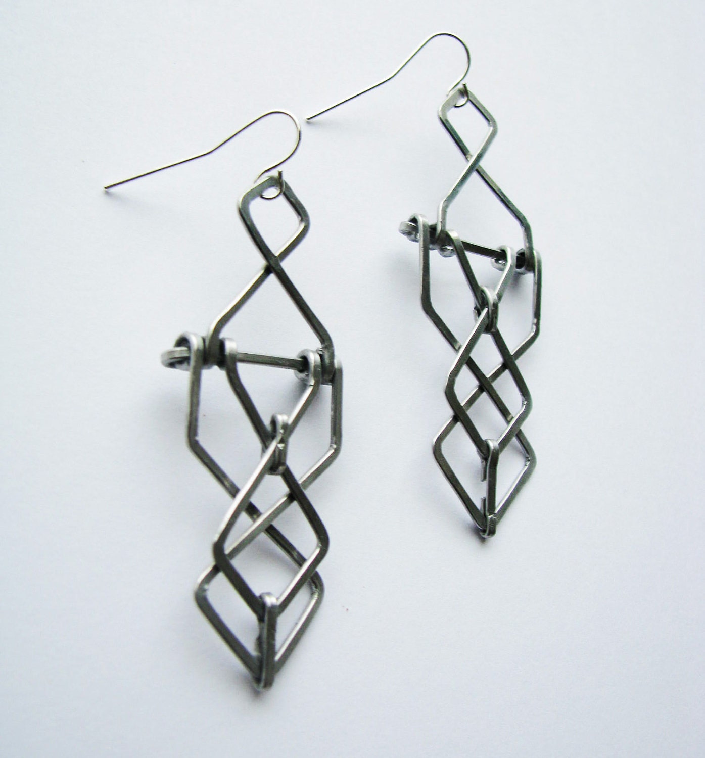 Mechanical Earrings - Diagram Design - Aluminum - Inspired by Architecture, Modernism , and Art Deco