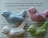 bird cabinet knobs, drawer pulls, 4 bird knobs in colors you choose