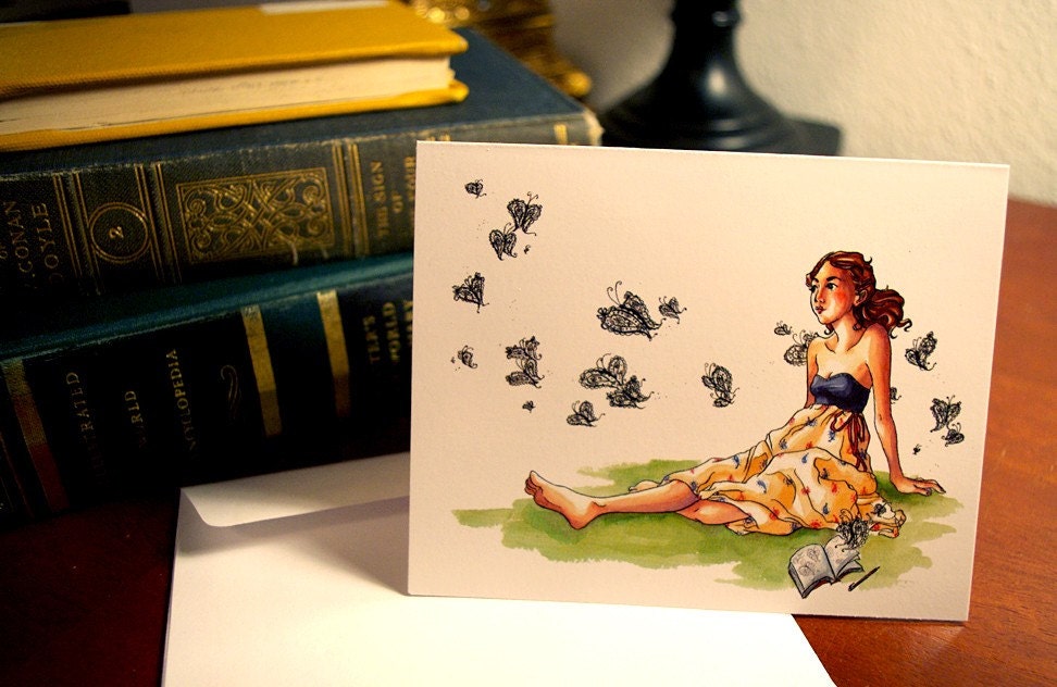 Paisley Butterfly Greeting Cards and Envelopes (Set of 5)