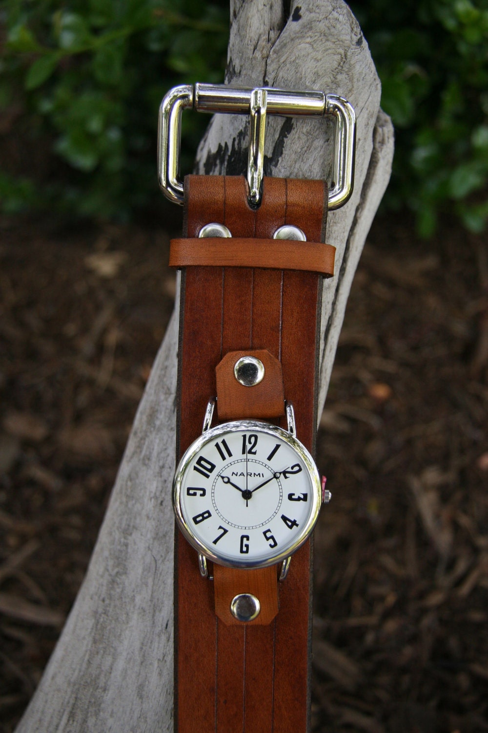Hand-Crafted Big and Bold Deep Brown Leather Watch for Men and Women