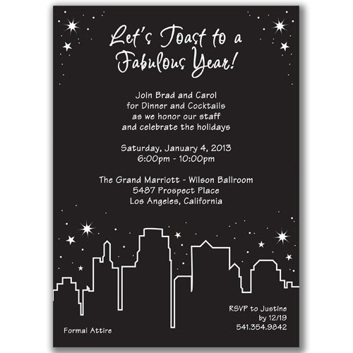 Holiday in the City Invitations for New Year's Eve Party or ANY Celebration in the City