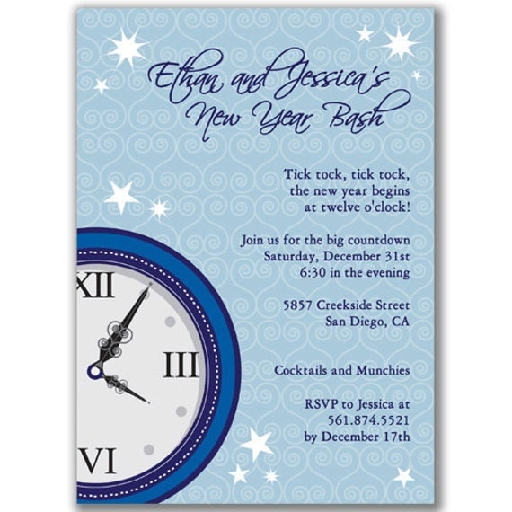 Clock Invitations for New Year's Eve Party