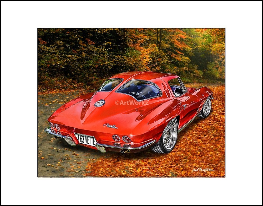 1963 Corvette Split Rear Window - 8x10 Print w/ 11 x 14 Mat