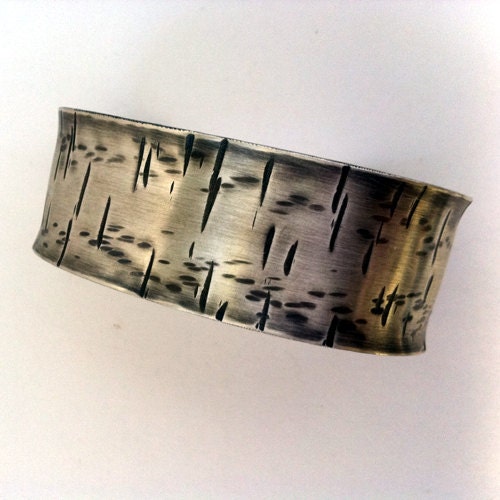 Unisex Sterling Silver Cuff Narrow Birch
