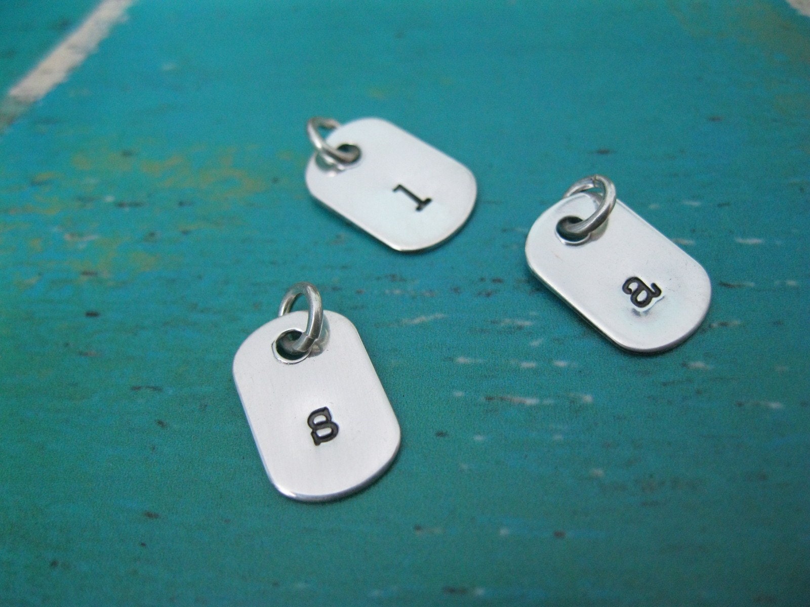 Personalized Hand Stamped Sterling Silver Add a tiny Dog  Tag