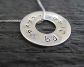 Personalized Hand Stamped Sterling Silver Necklace Sterling Circle Slide