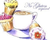 Gluten-Free Art Cupcakes and Coffee second in Series 5x7 print