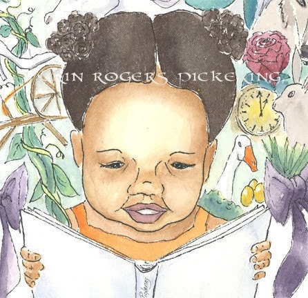 Little Reader Fairy tales illustration 5x7 Print