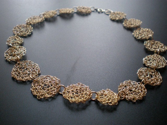 14k gold filled crochet choker, statement crochet gold filled wire