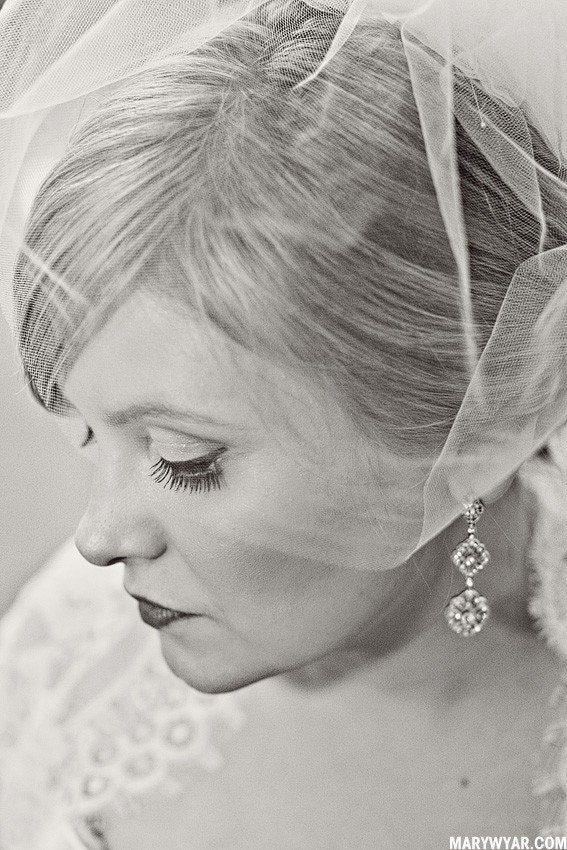 Bridal Veil, wedding veil, bridal Vintage Wedding Veil -- Side-Swirl Birdcage Veil in TULLE in White, diamond white, ivory and more