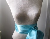 Tiffany Blue Wedding Sash, Bridal Sash --  A Long Satin Ribbon Sash for your Wedding Dress