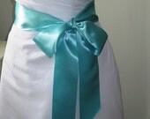 Tiffany Blue Wedding Belt,  Bridal Sash --  A Short Satin Ribbon Sash for your Wedding Dress