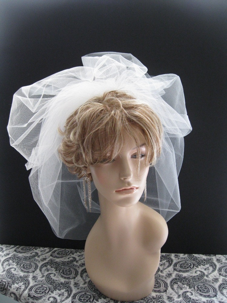 Bubble Veil with Blusher in Tulle, Available in a number of colors -- Modified Maddie's Veil with blusher