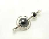 Hematite, Onyx and MOP, Sterling Silver Crop Circle Pin or Pendant - Ashbury