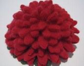 Deep Red Fashion Flower Pin Brooch Hair Fascinator Handmade from Felted Cashmere and Wool Sweaters