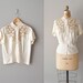 1950s silk blouse / cutout lace blouse / silk cutwork top