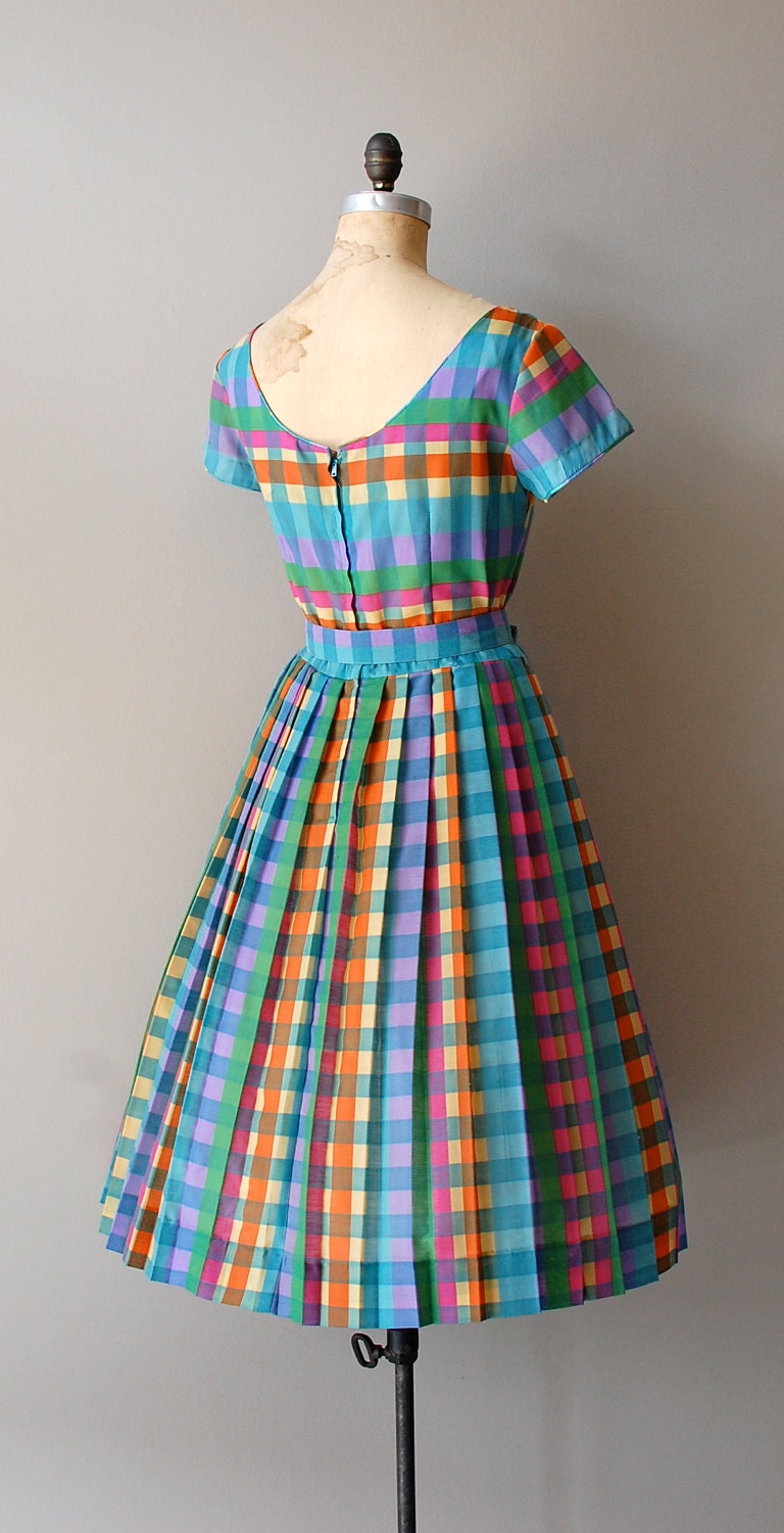 1950s dress / 50s dress / Crayola Plaid dress