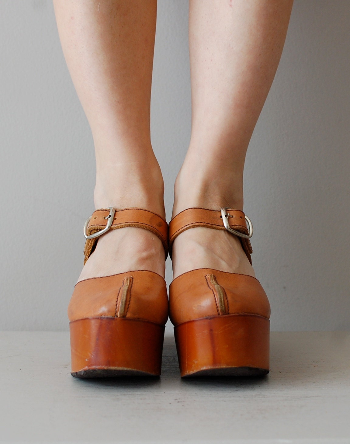 r e s e r v e d...platform shoes / 1970s wooden platforms / Platform Mary Janes