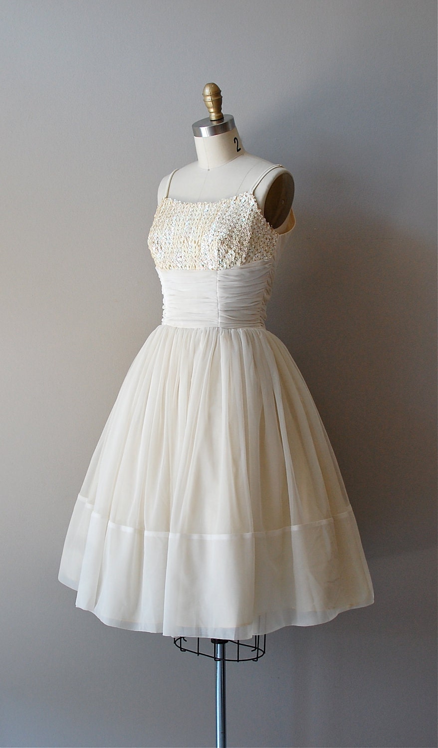 50s wedding dress / chiffon 1950s wedding dress / Among Angels