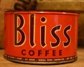 CANDLE Unique Hand-Poured Soy Wax Candle In Old Orange Vintage BLISS Coffee Tin Can Great Rustic Wedding BRIDAL Bride Gift Eco-Friendly