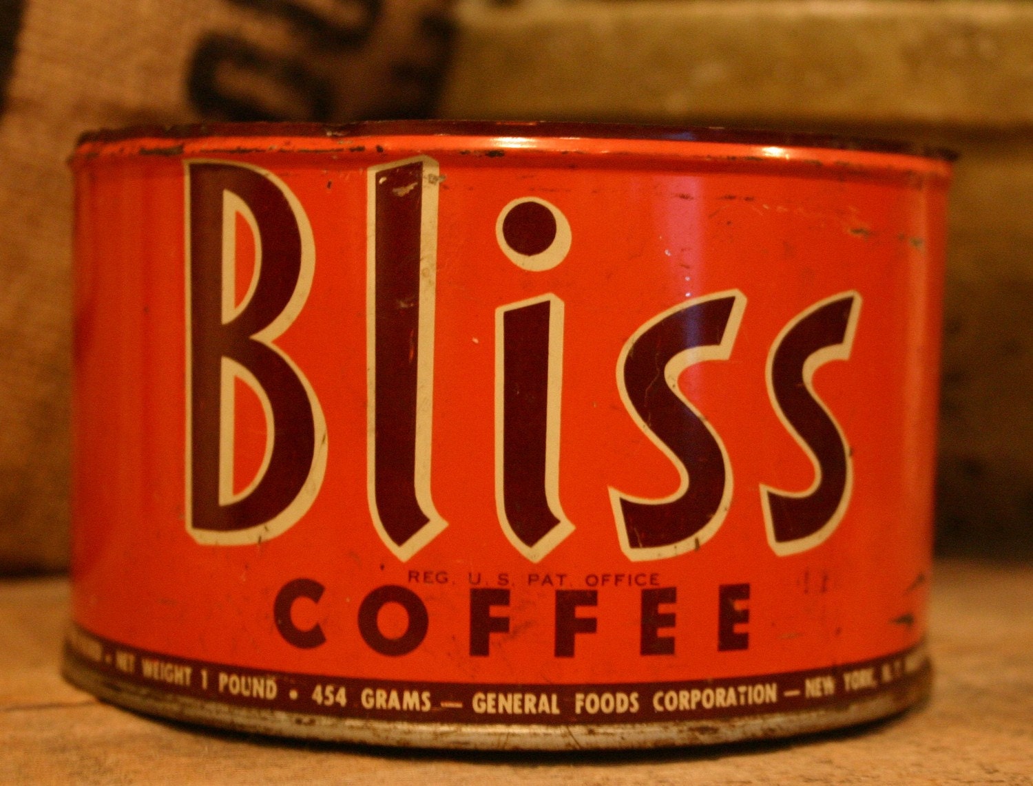 CANDLE Unique Hand-Poured Soy Wax Candle In Old Orange Vintage BLISS Coffee Tin Can Great Rustic Wedding BRIDAL Bride Gift Eco-Friendly