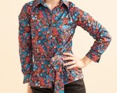 Jack Winter Floral Top w/Belt / NWT 1970s Blouse