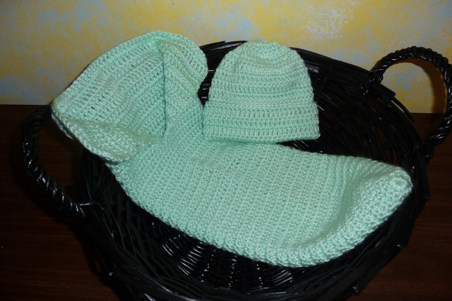 Soft Green Baby Cocoon and Matching Hat