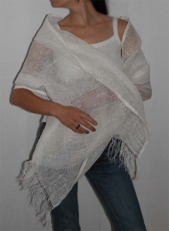 Linen Scarf- Wrap. Off White