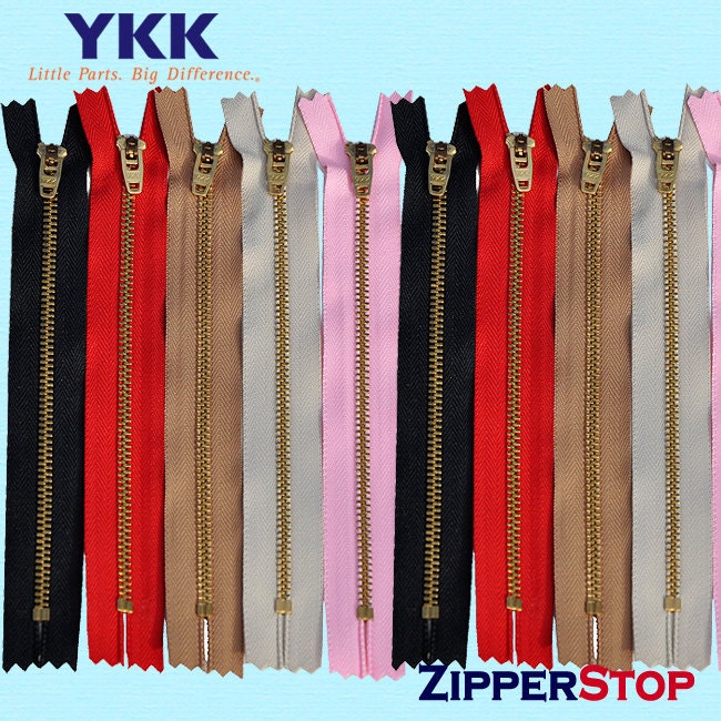 11 inch Brass Zipper YKK Pants Number 4 1/2 with YKK locking slider - Select Color