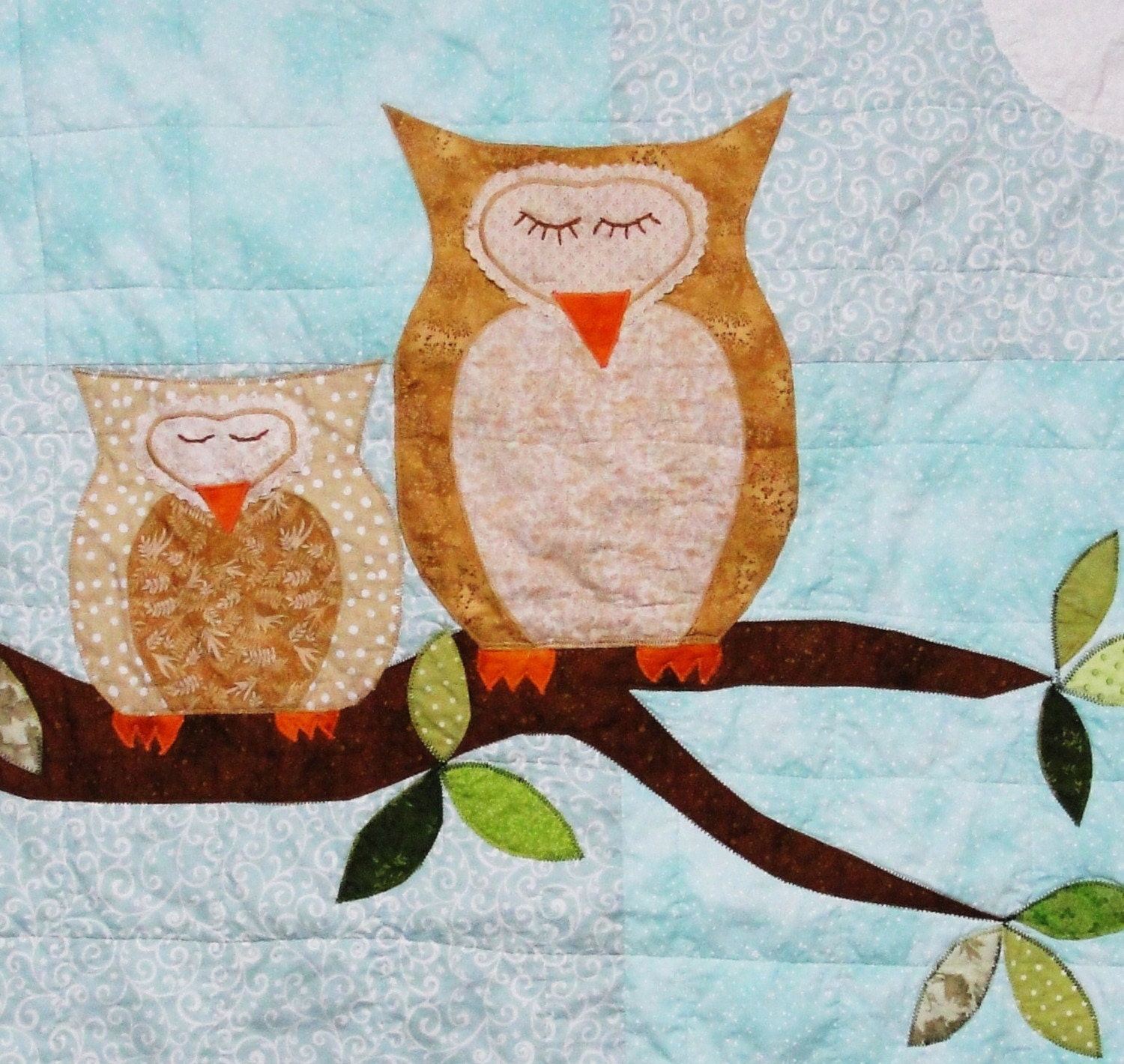 owl baby quilt- CUSTOM ORDERS- ''How Big is the Sky'' nursery quilt, crib quilt, wall hanging