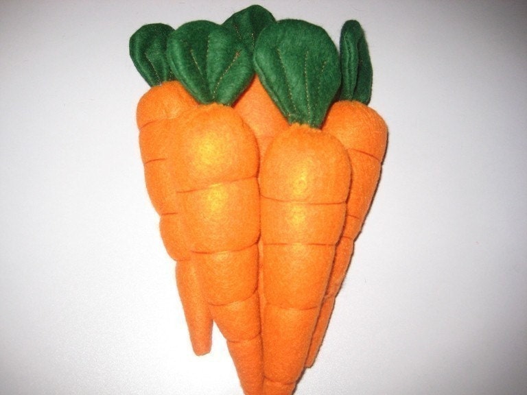 Set of five felt carrots felt food carrots play food carrots