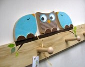 Owl and Bluebirds Peg Rack- eco-friendly by Maple Shade Kids