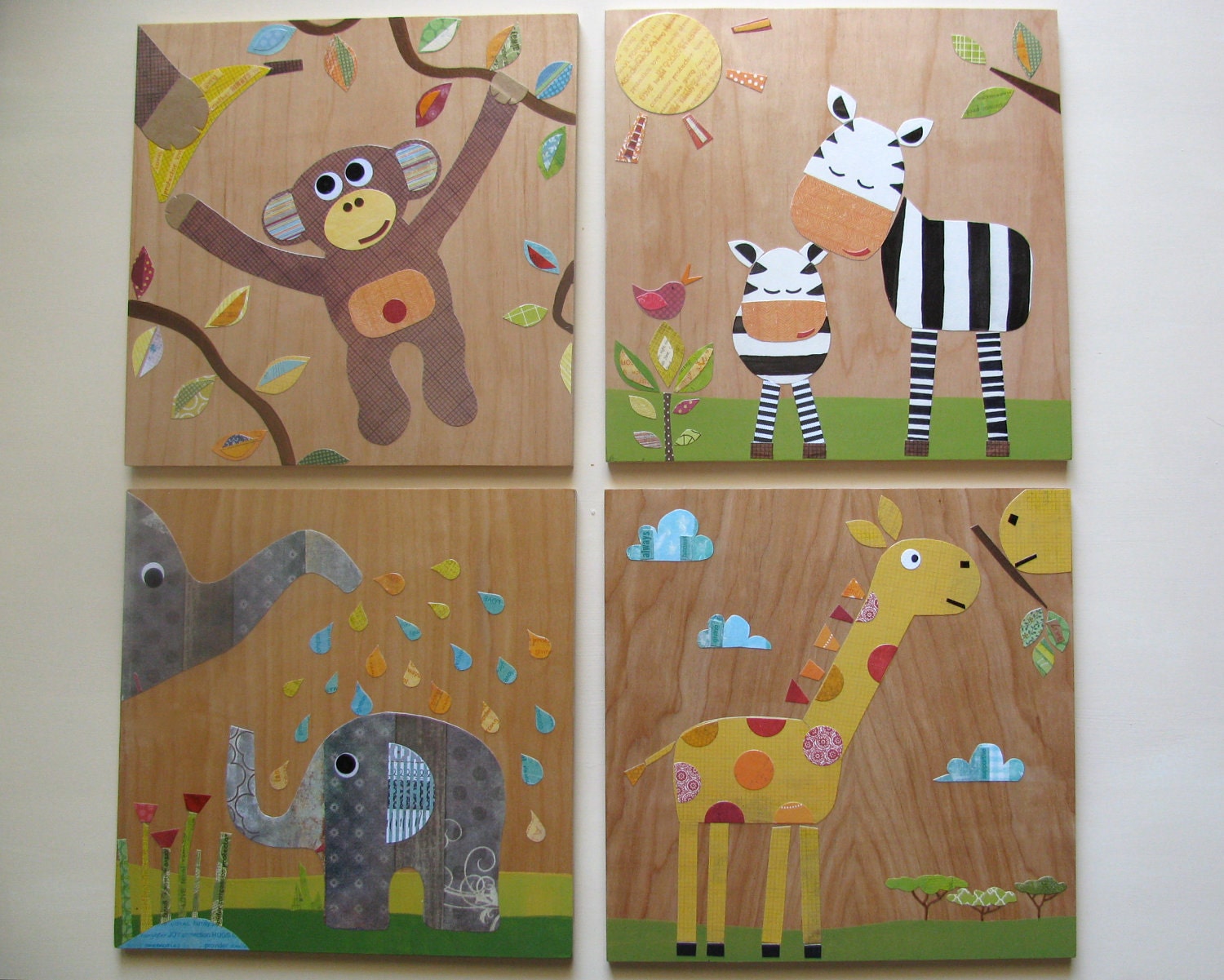 Choose 2 Large Jungle Themed Collages - eco friendly - by Maple Shade Kids